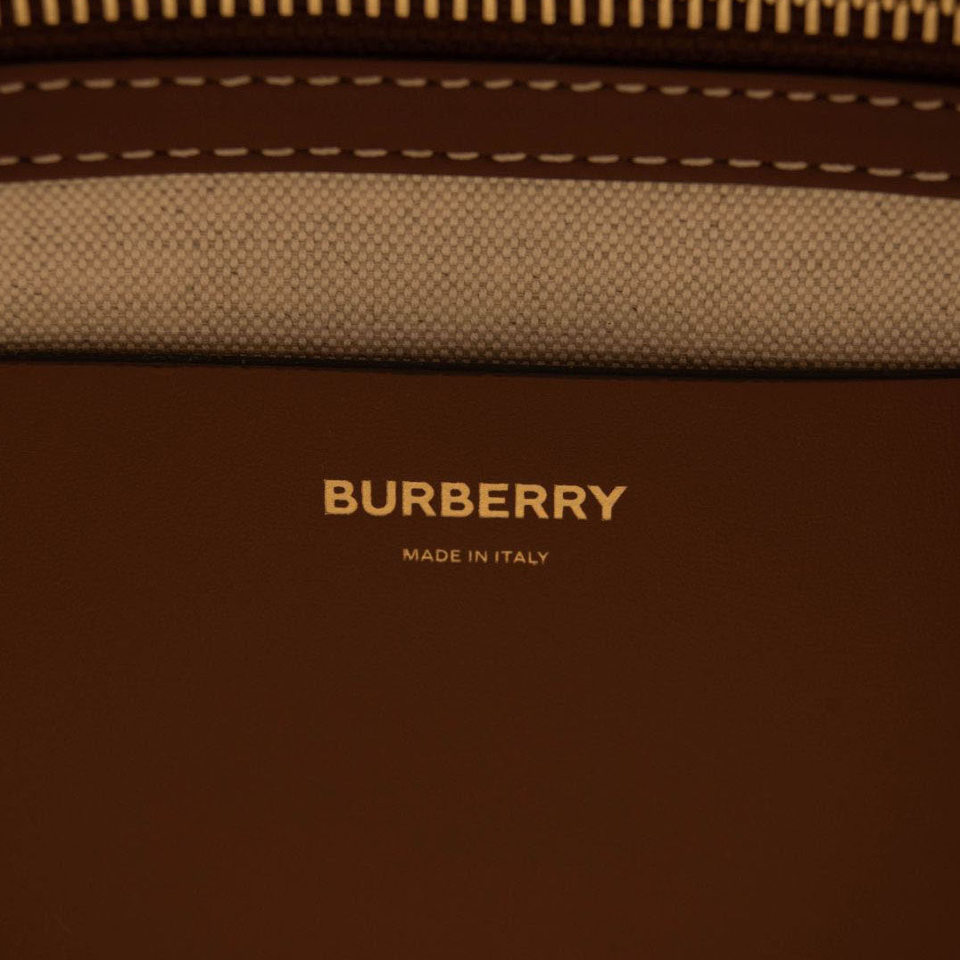 NEW Burberry Medium Soft TB Monogram Leather Tote Tan Brown