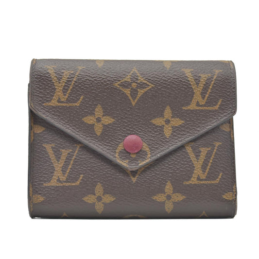 $605 2020 Louis Vuitton Monogram Victorine Trifold Wallet Fuchsia Interior FY0220