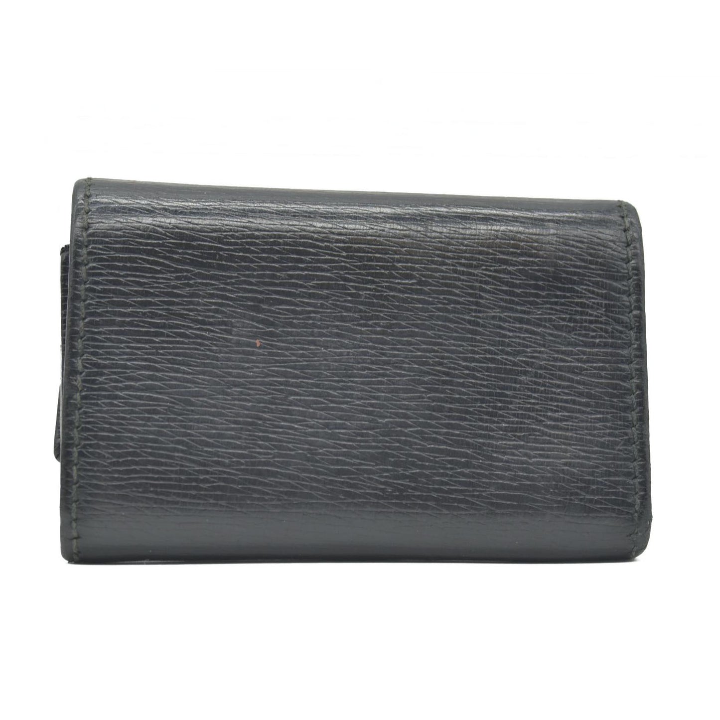 $350 Gucci Interlocking G 6 Ring Key Case Black Leather