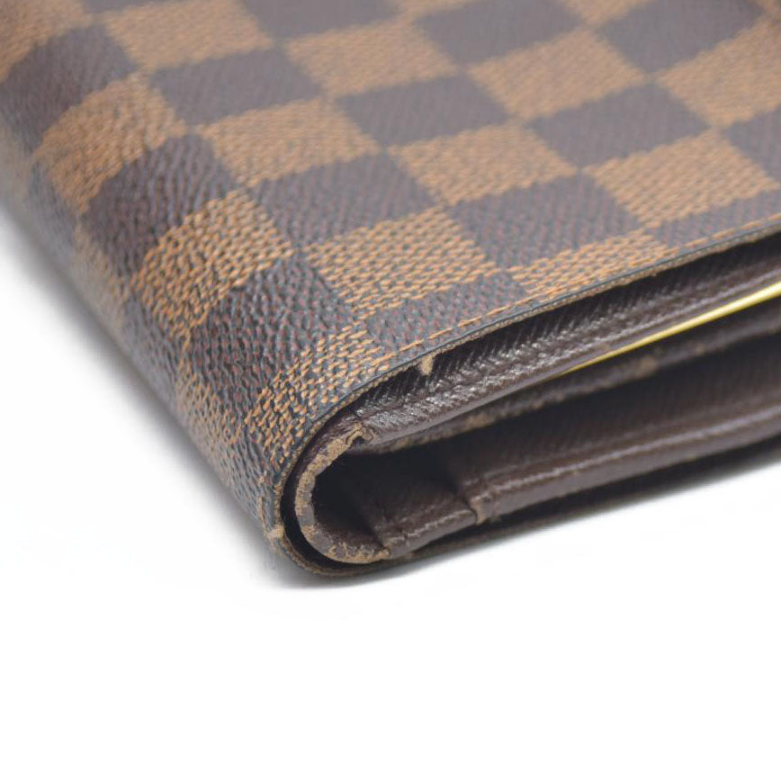 AUCTION $750 Louis Vuitton  Damier Ebene French Purse Wallet TH1004