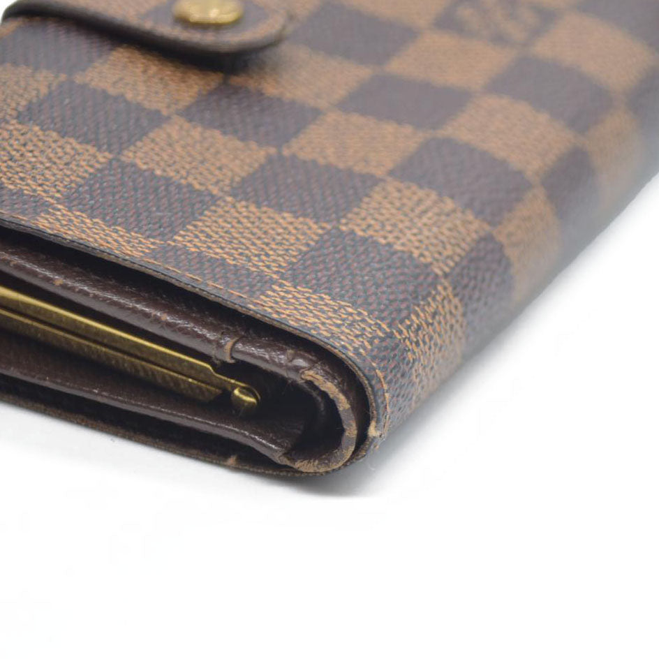 AUCTION $750 Louis Vuitton  Damier Ebene French Purse Wallet TH1004