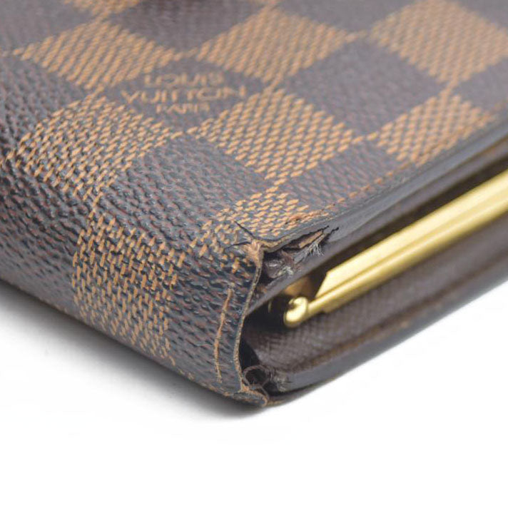 AUCTION $750 Louis Vuitton  Damier Ebene French Purse Wallet TH1004