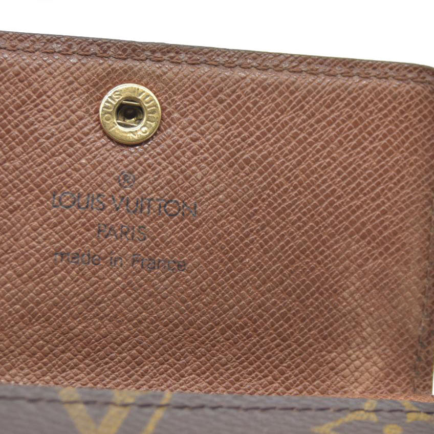 Louis Vuitton Monogram Porte Monnaie Plat Coin Purse Wallet Brown