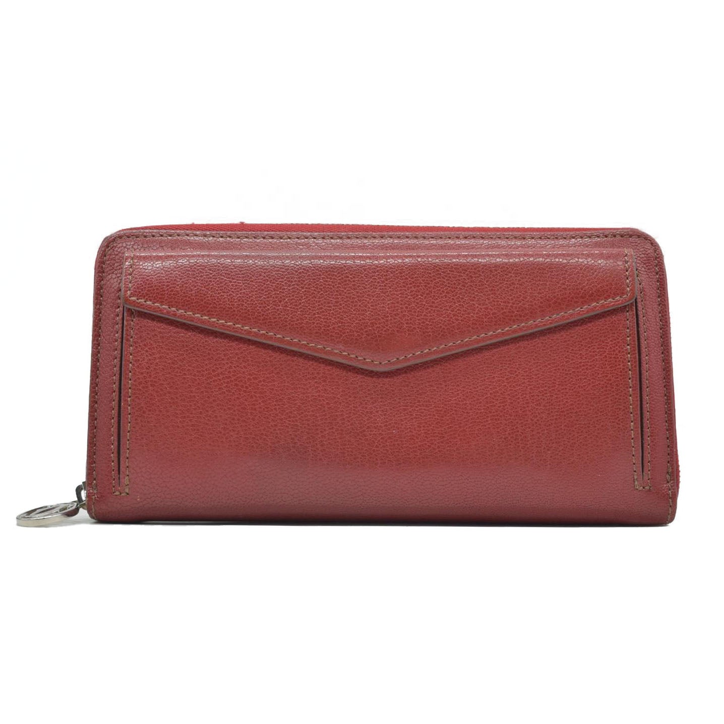 $980 Cartier Must de Cartier Zip Around Wallet Red Leather