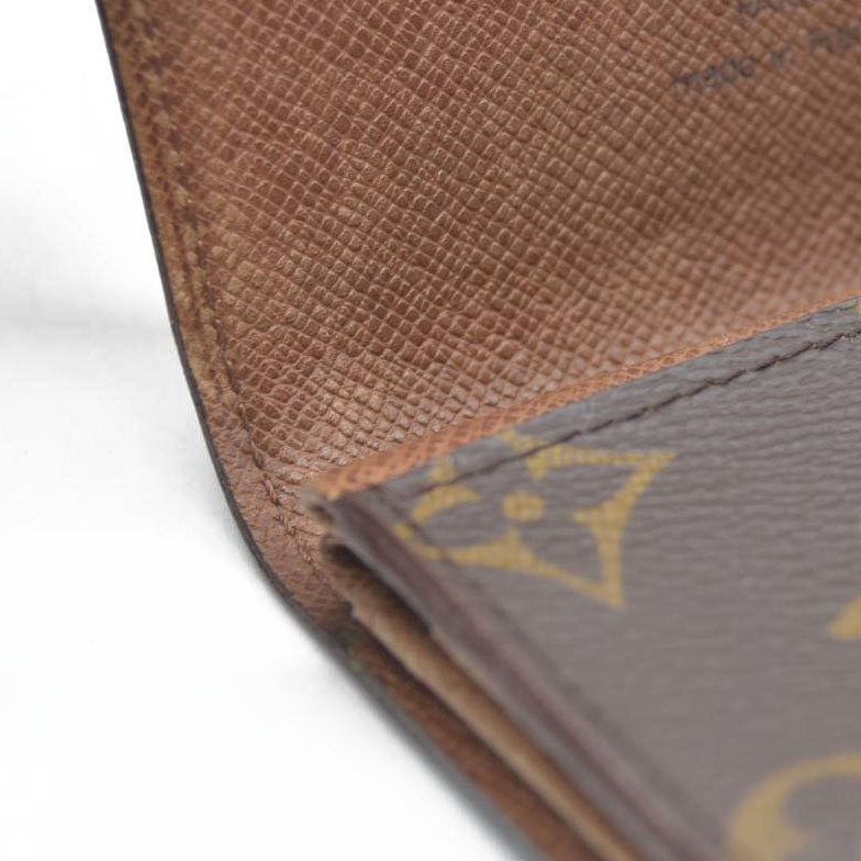 Louis Vuitton Monogram Porte Monnaie Plat Coin Purse Wallet Brown