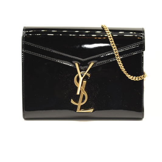 SAINT LAURENT Cassandra Patent Leather Wallet on a Chain