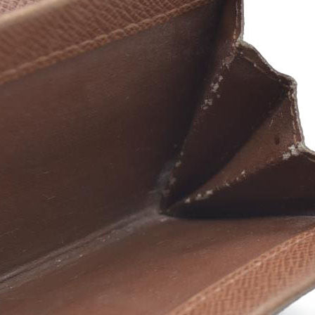 Louis Vuitton Monogram Porte Monnaie Plat Coin Purse Wallet Brown