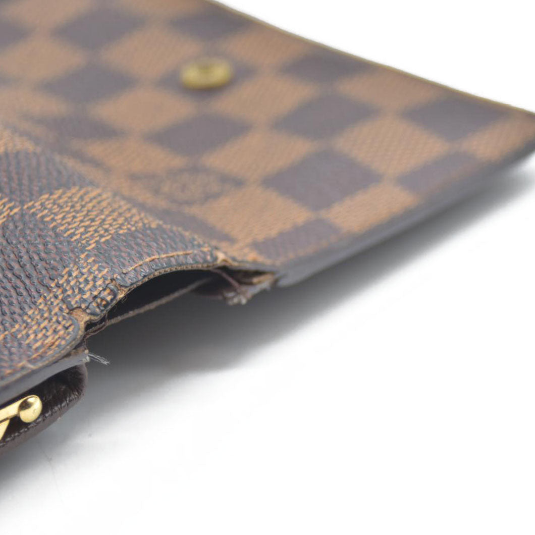 AUCTION $750 Louis Vuitton  Damier Ebene French Purse Wallet TH1004