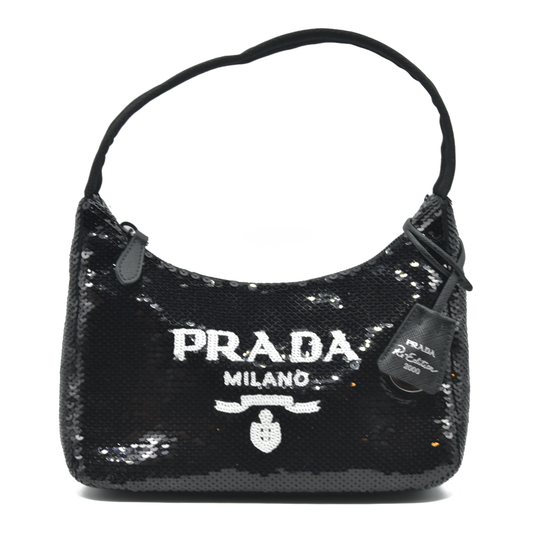 $2300 Prada Re-Edition 2000 Hobo Sequins Mini