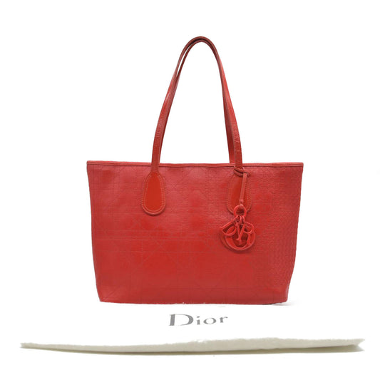 AUCTION $3400 Christian Dior  Coated Canvas Cannage Panarea Shopping Tote Red