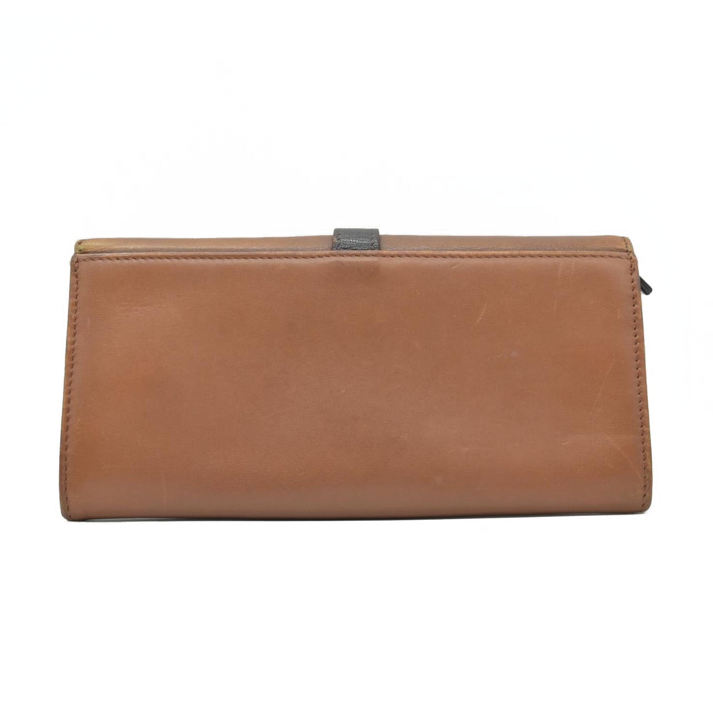 $790 FENDI FF Logo Leather Bifold Long Wallet Brown