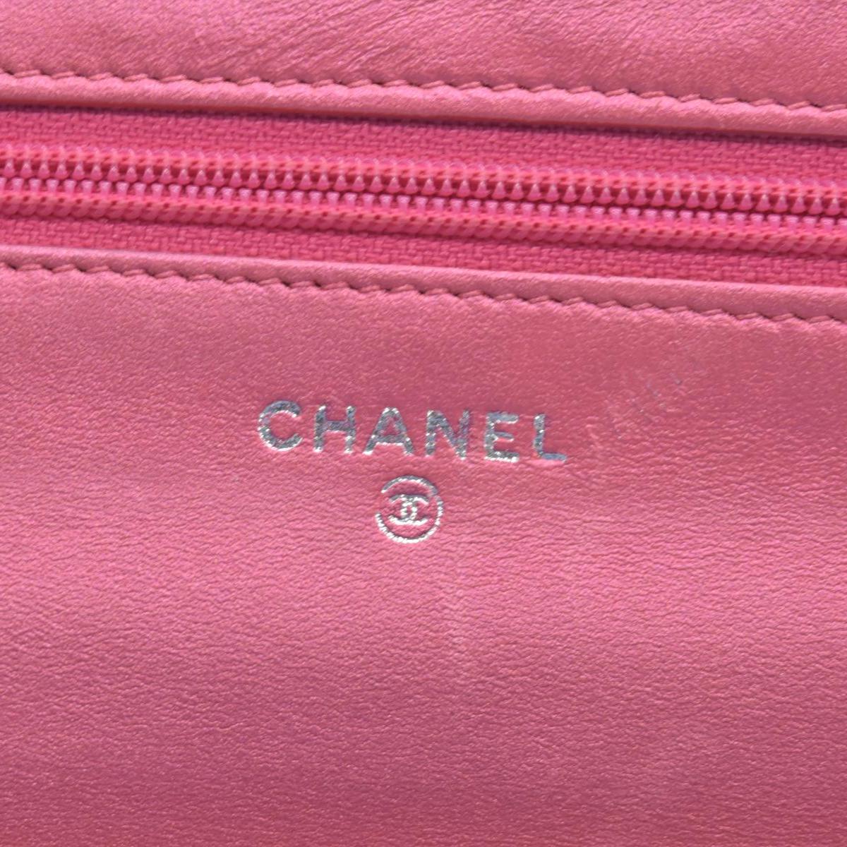 $3350 Chanel Patent Calfskin Quilted Boy Wallet On Chain WOC Fuchsia