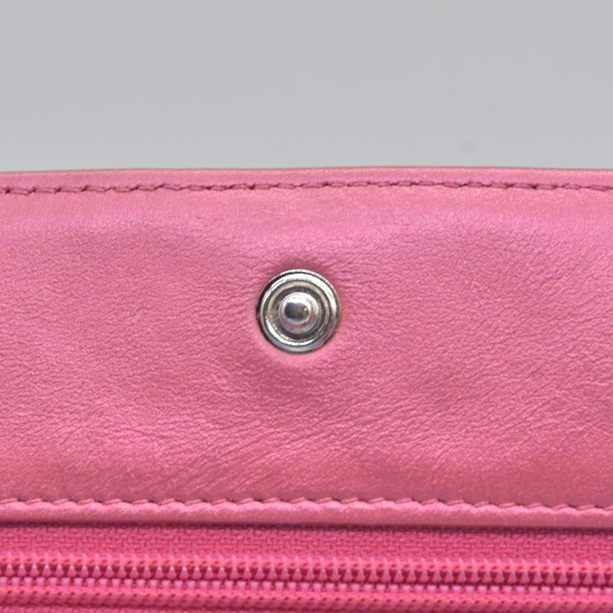 $3350 Chanel Patent Calfskin Quilted Boy Wallet On Chain WOC Fuchsia