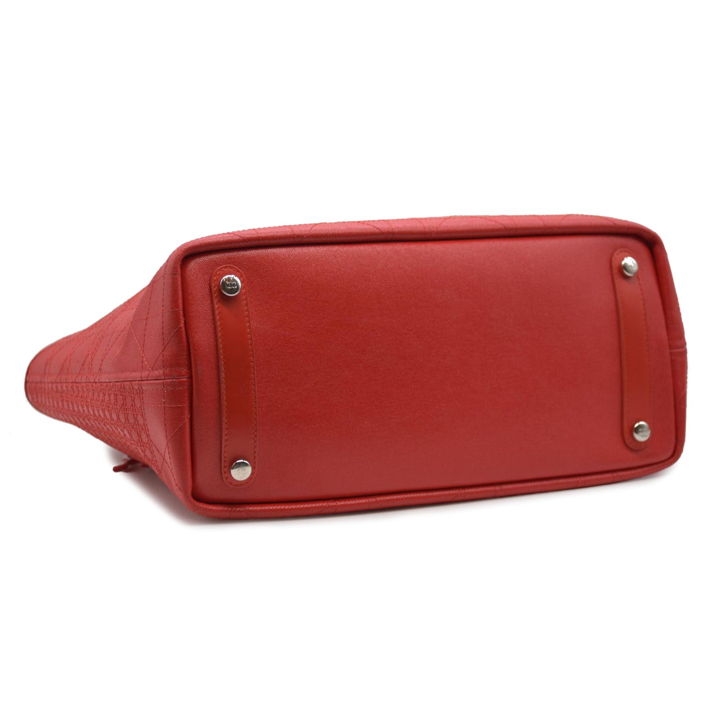 AUCTION $3400 Christian Dior  Coated Canvas Cannage Panarea Shopping Tote Red