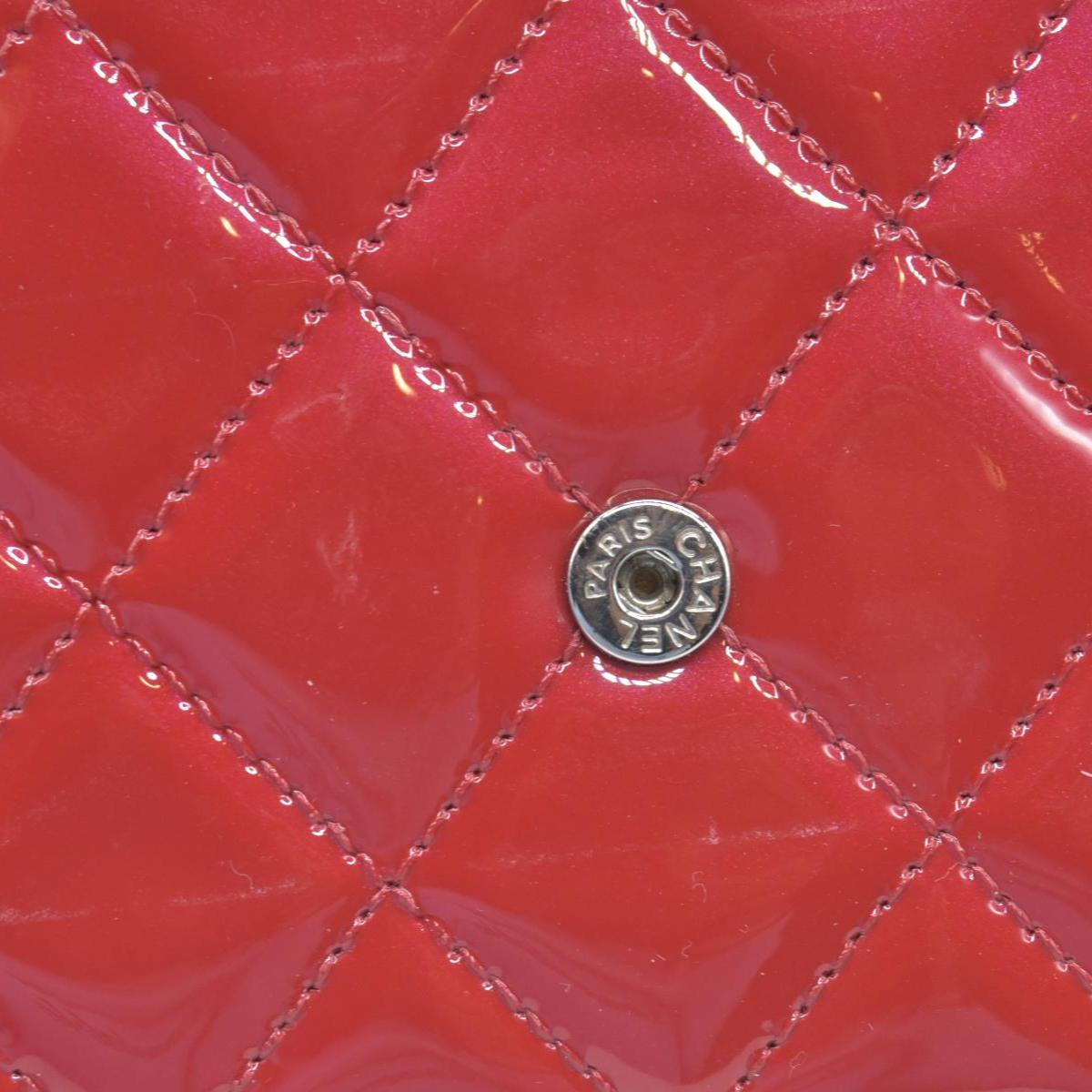 $3350 Chanel Patent Calfskin Quilted Boy Wallet On Chain WOC Fuchsia