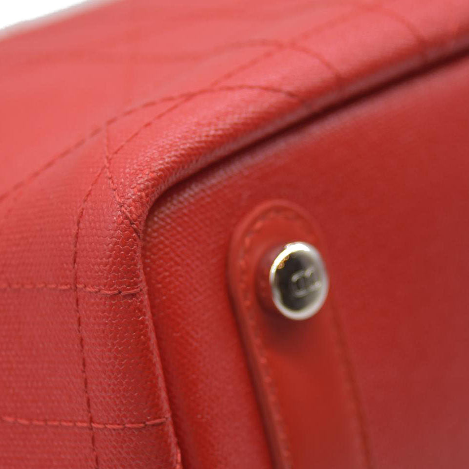 AUCTION $3400 Christian Dior  Coated Canvas Cannage Panarea Shopping Tote Red
