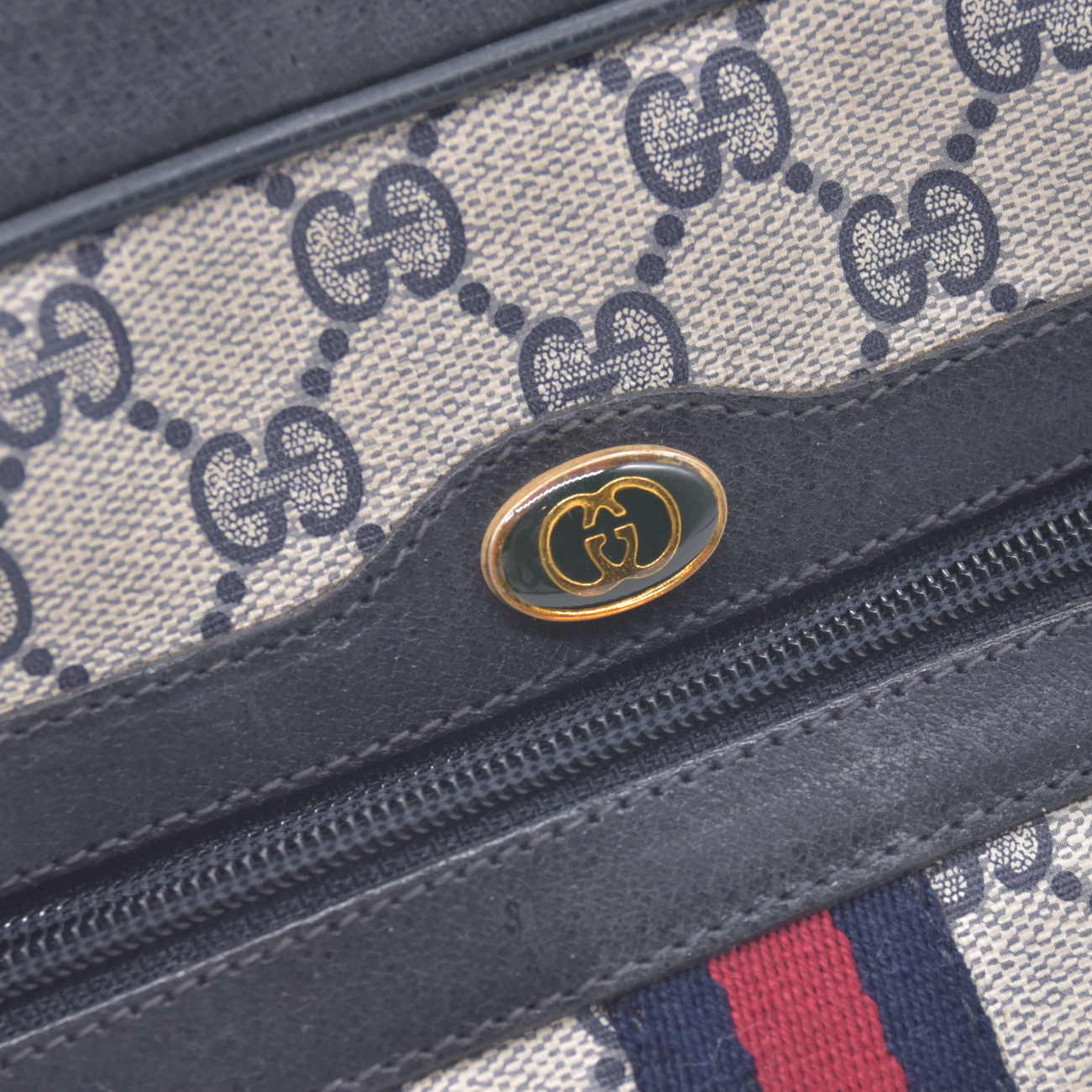 $1100 Gucci Vintage Ophidia Shoulder Bag GG Canvas Small Blue