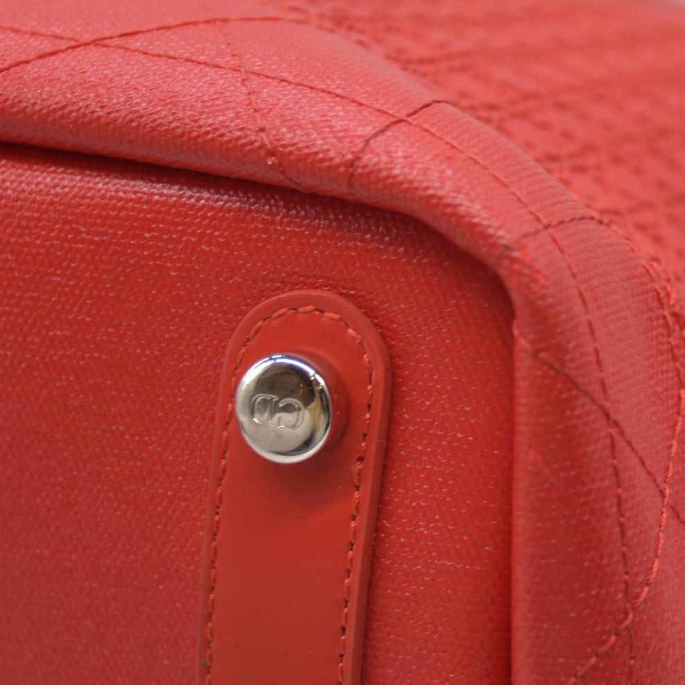 AUCTION $3400 Christian Dior  Coated Canvas Cannage Panarea Shopping Tote Red