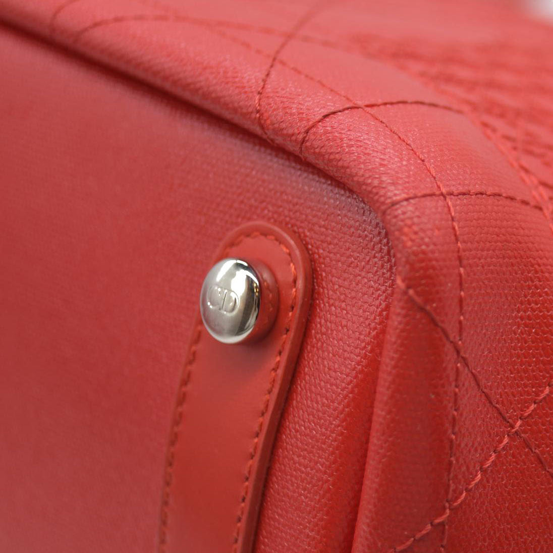 AUCTION $3400 Christian Dior  Coated Canvas Cannage Panarea Shopping Tote Red