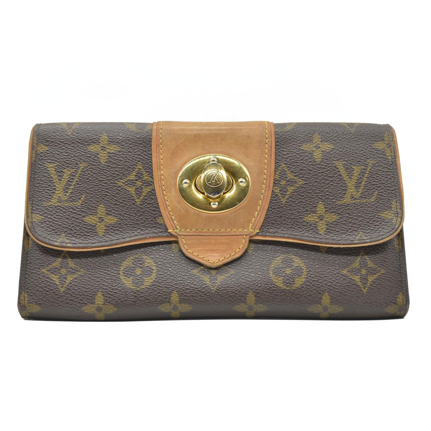 $840 2009 Louis Vuitton Monogram Portefeuille Boetie Long Wallet Brown CA2089