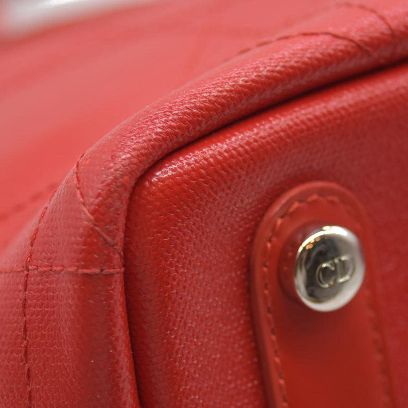 AUCTION $3400 Christian Dior  Coated Canvas Cannage Panarea Shopping Tote Red