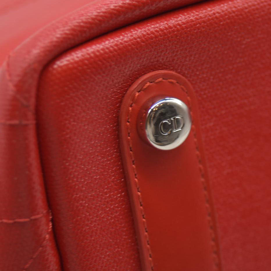 AUCTION $3400 Christian Dior  Coated Canvas Cannage Panarea Shopping Tote Red