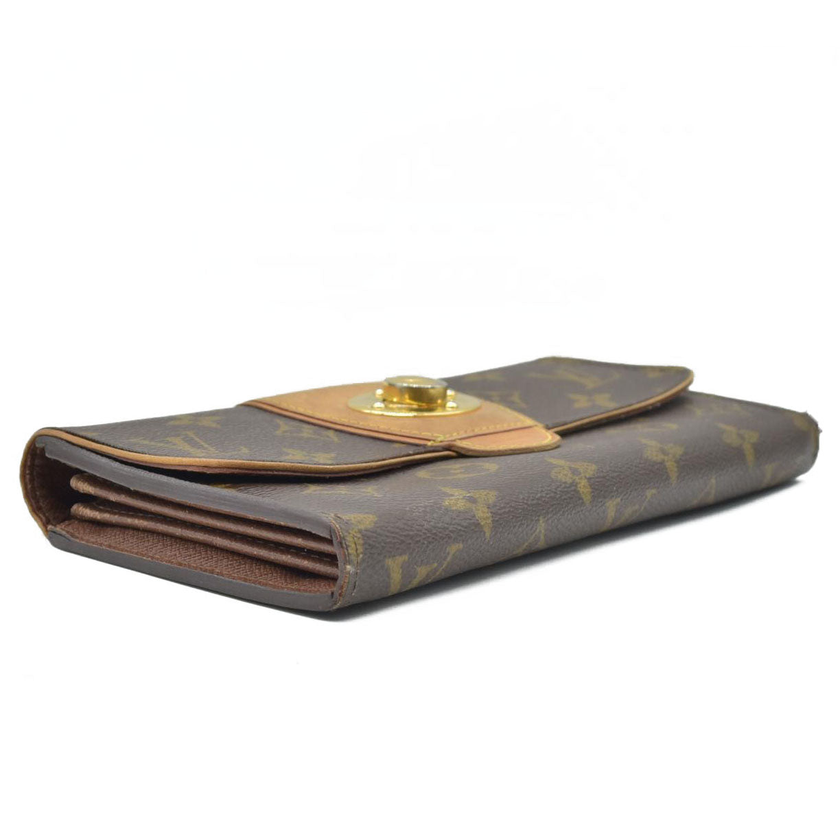 $840 2009 Louis Vuitton Monogram Portefeuille Boetie Long Wallet Brown CA2089