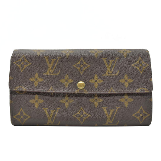 $725 1996 Louis Vuitton Monogram Portefeiulle Sarah Long Bifold Wallet Brown TH1906