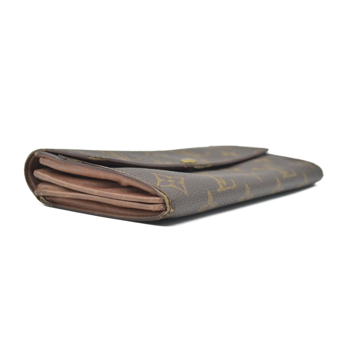 $725 1996 Louis Vuitton Monogram Portefeiulle Sarah Long Bifold Wallet Brown TH1906