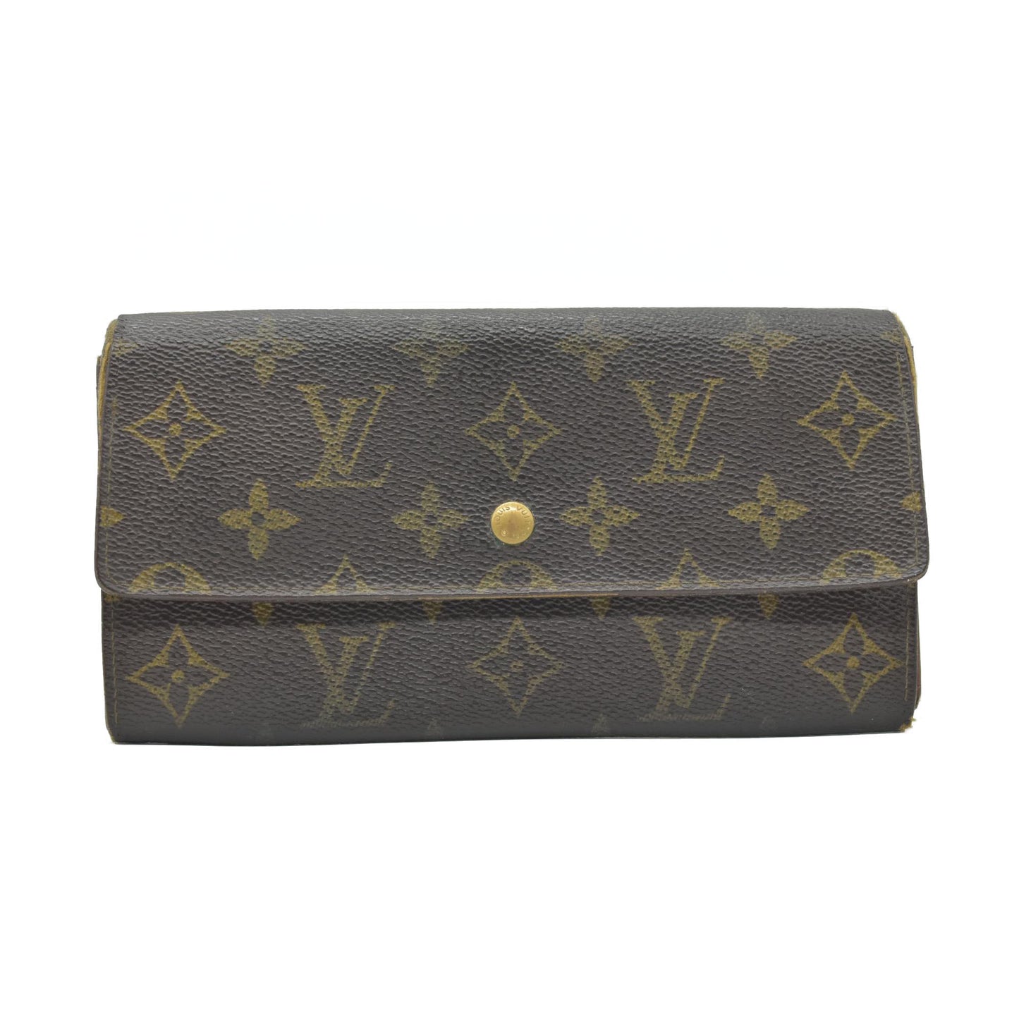 $725 1991 Louis Vuitton Monogram Portefeiulle Sarah Long Bifold Wallet Brown AN0941