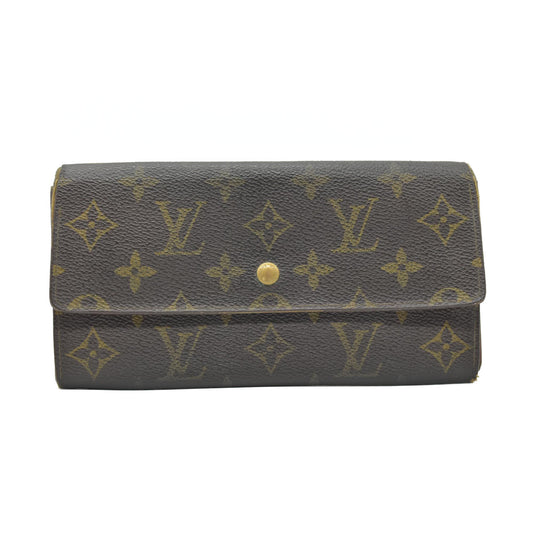 $725 1991 Louis Vuitton Monogram Portefeiulle Sarah Long Bifold Wallet Brown AN0941