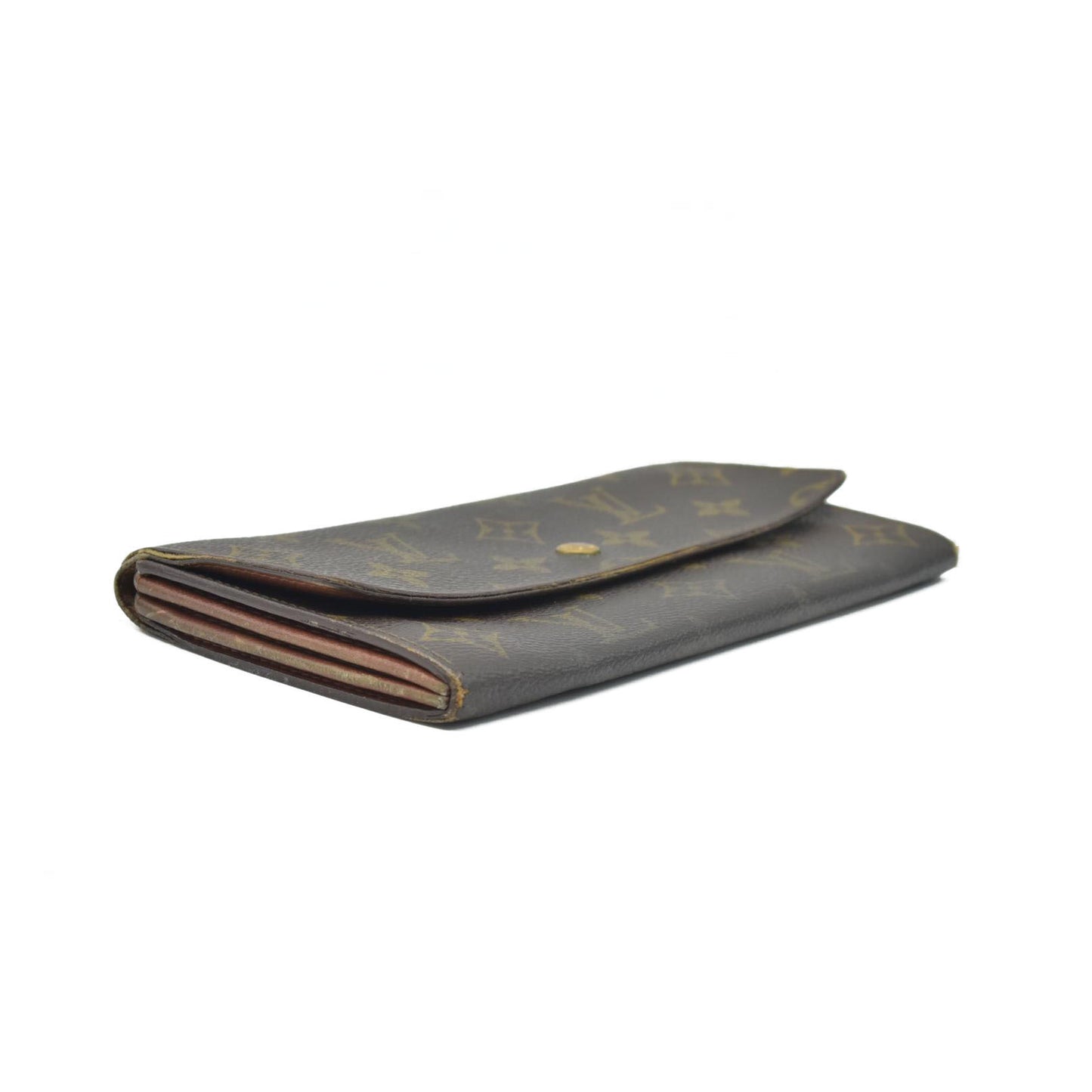 $725 1991 Louis Vuitton Monogram Portefeiulle Sarah Long Bifold Wallet Brown AN0941