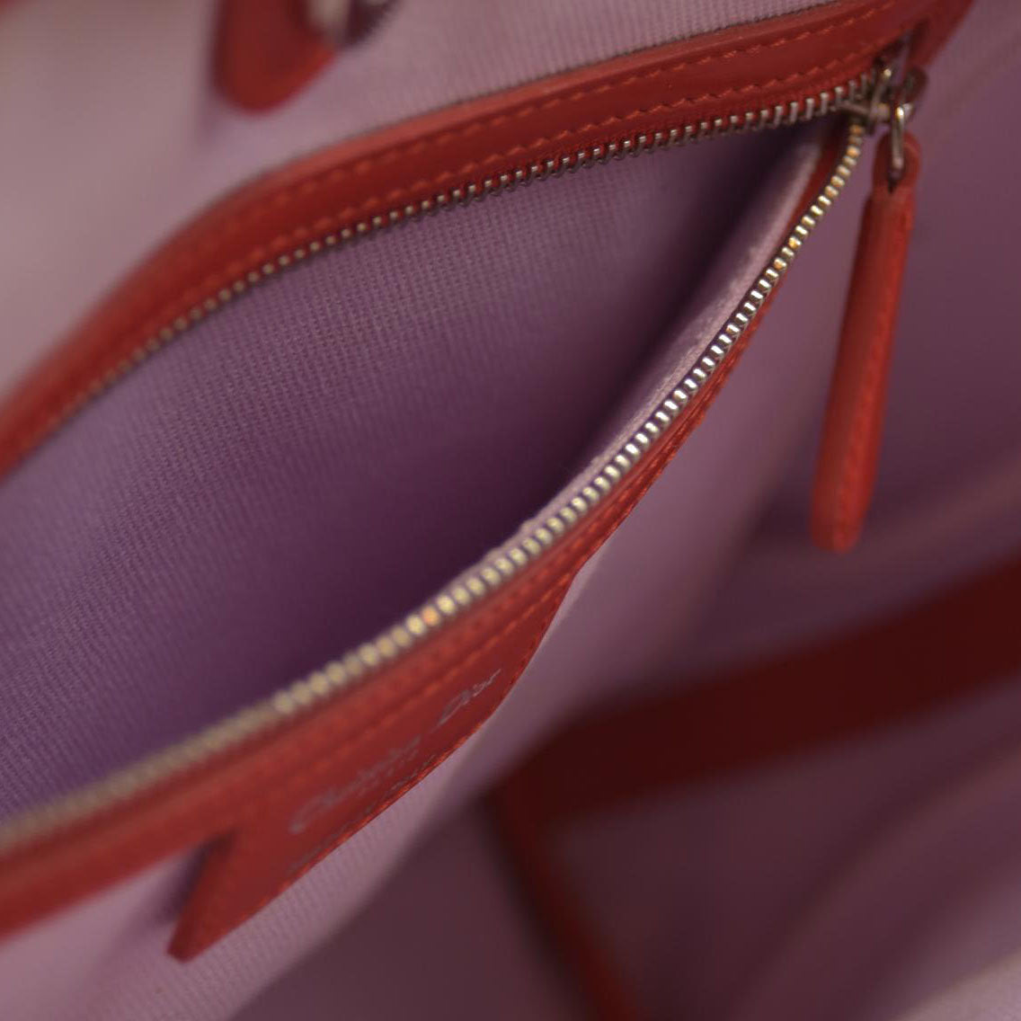 AUCTION $3400 Christian Dior  Coated Canvas Cannage Panarea Shopping Tote Red