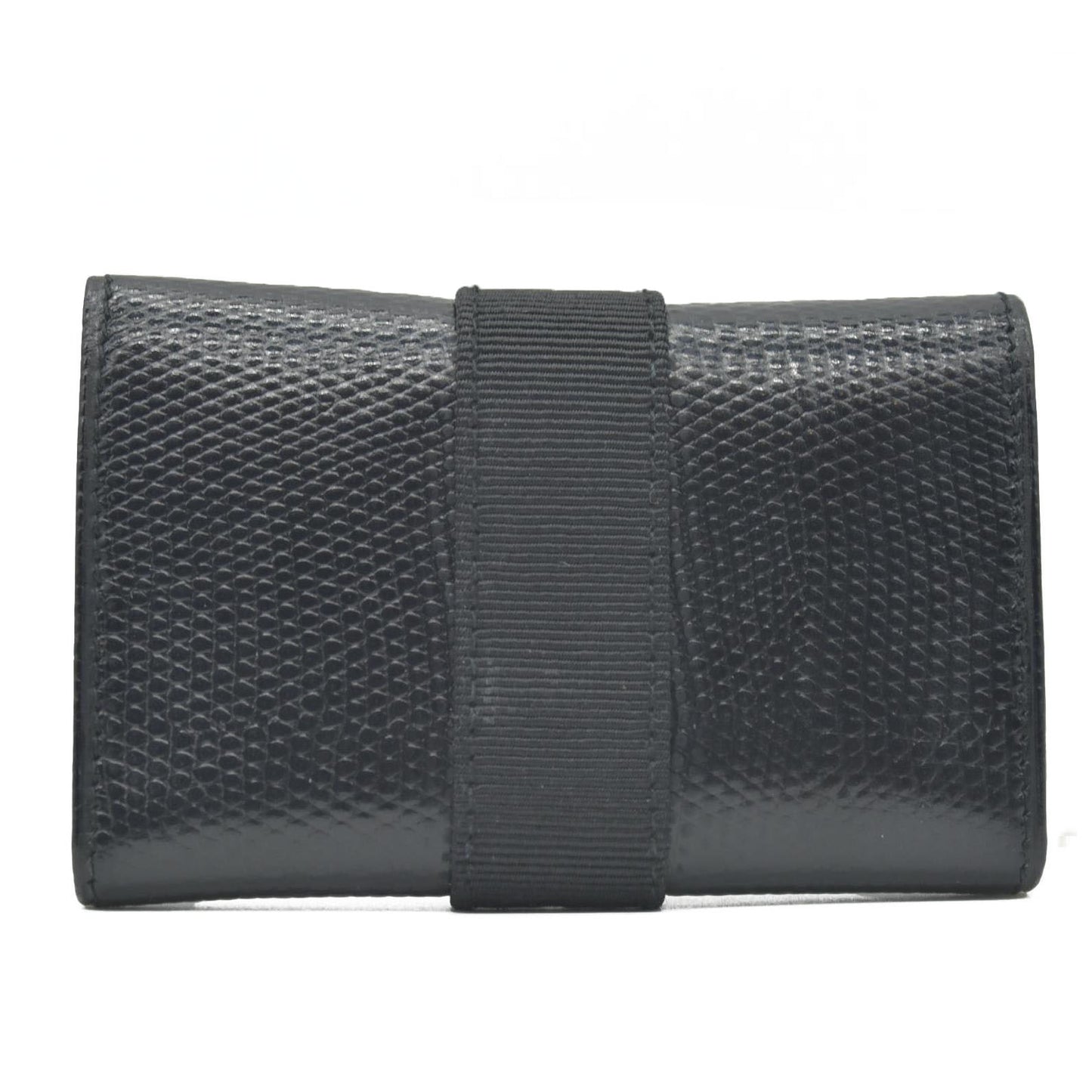 $380 Salvatore Ferragamo Vara Leather 6 Ring Key Case Black