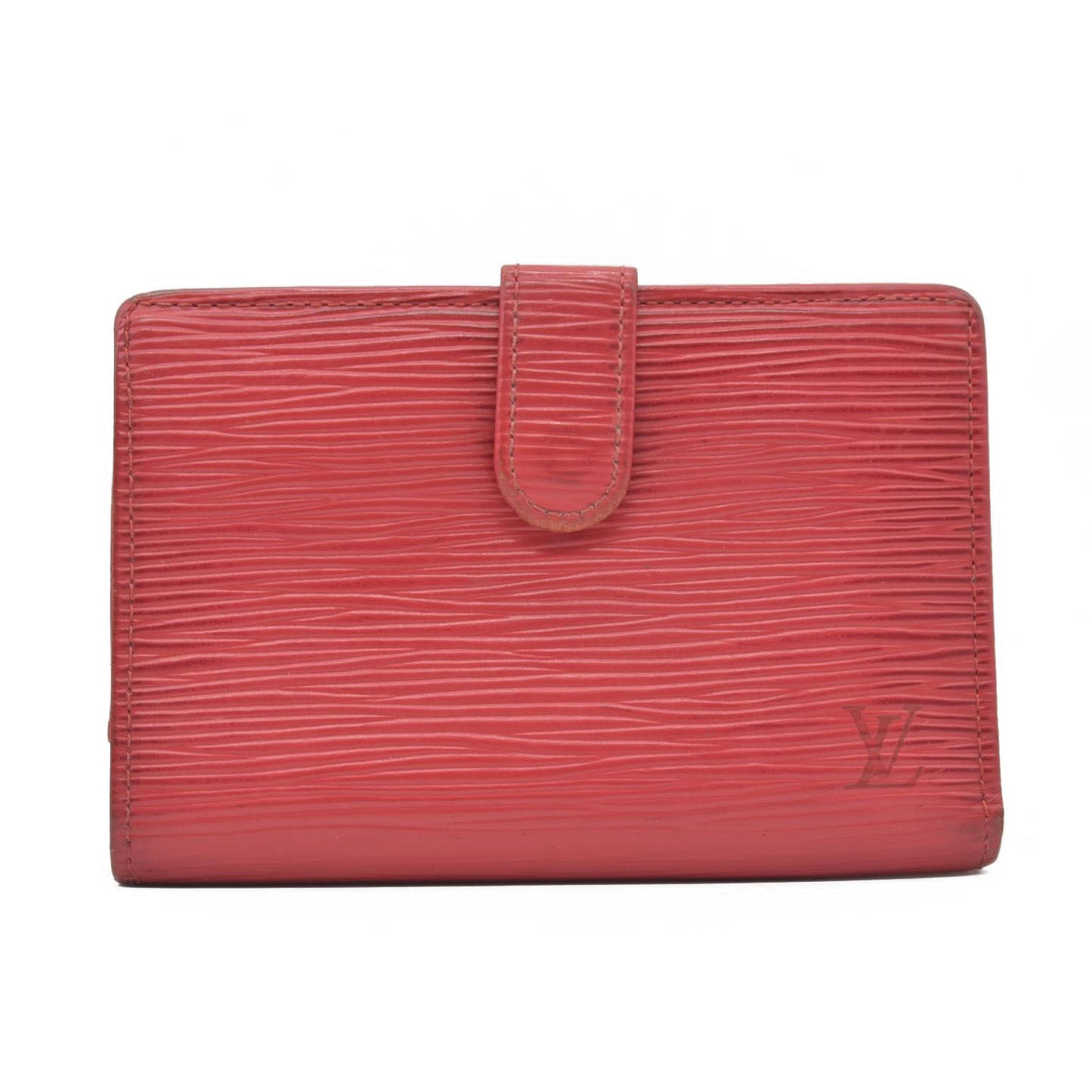 $935 2000 Louis Vuitton Epi French Kisslock Leather Wallet Red MI0080