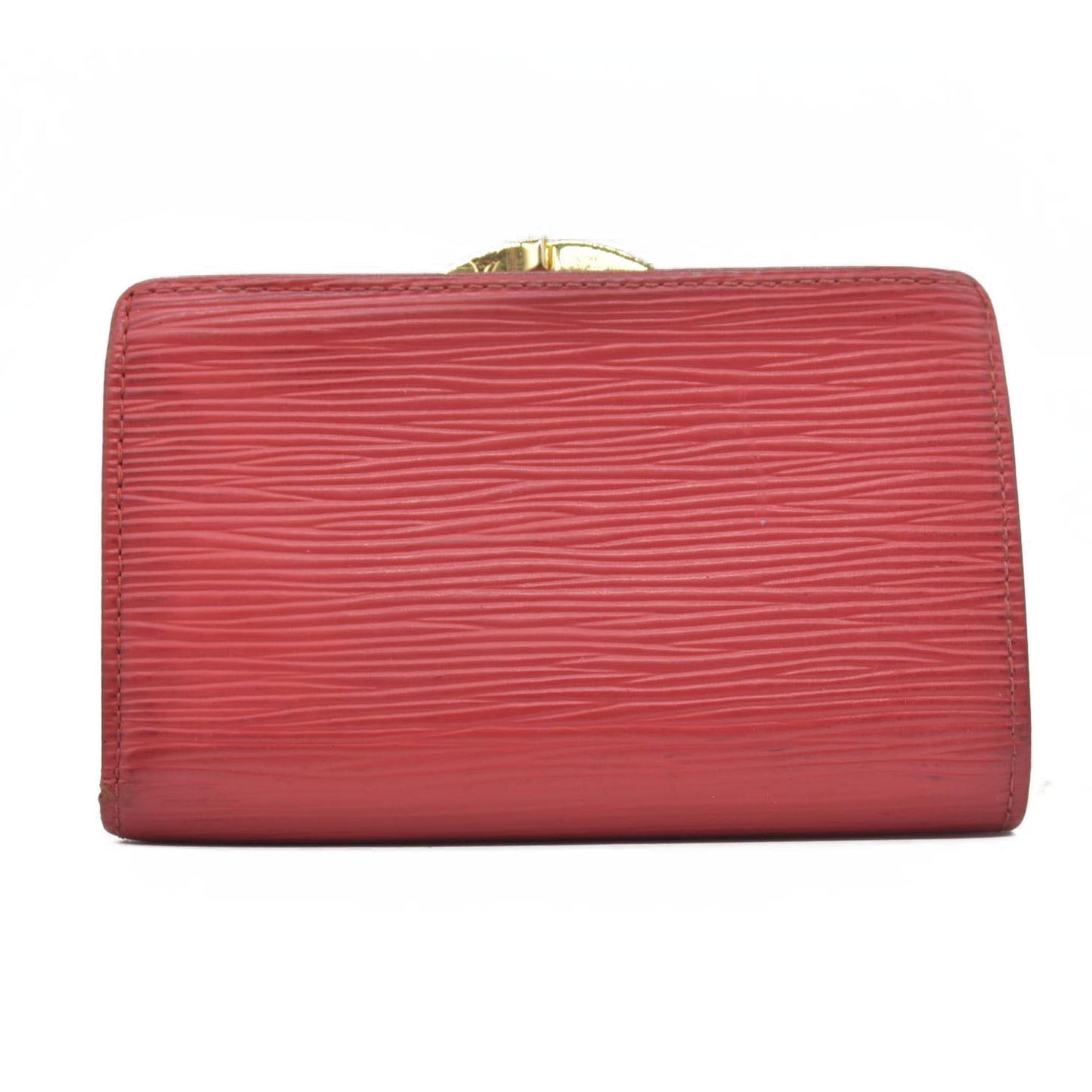 $935 2000 Louis Vuitton Epi French Kisslock Leather Wallet Red MI0080