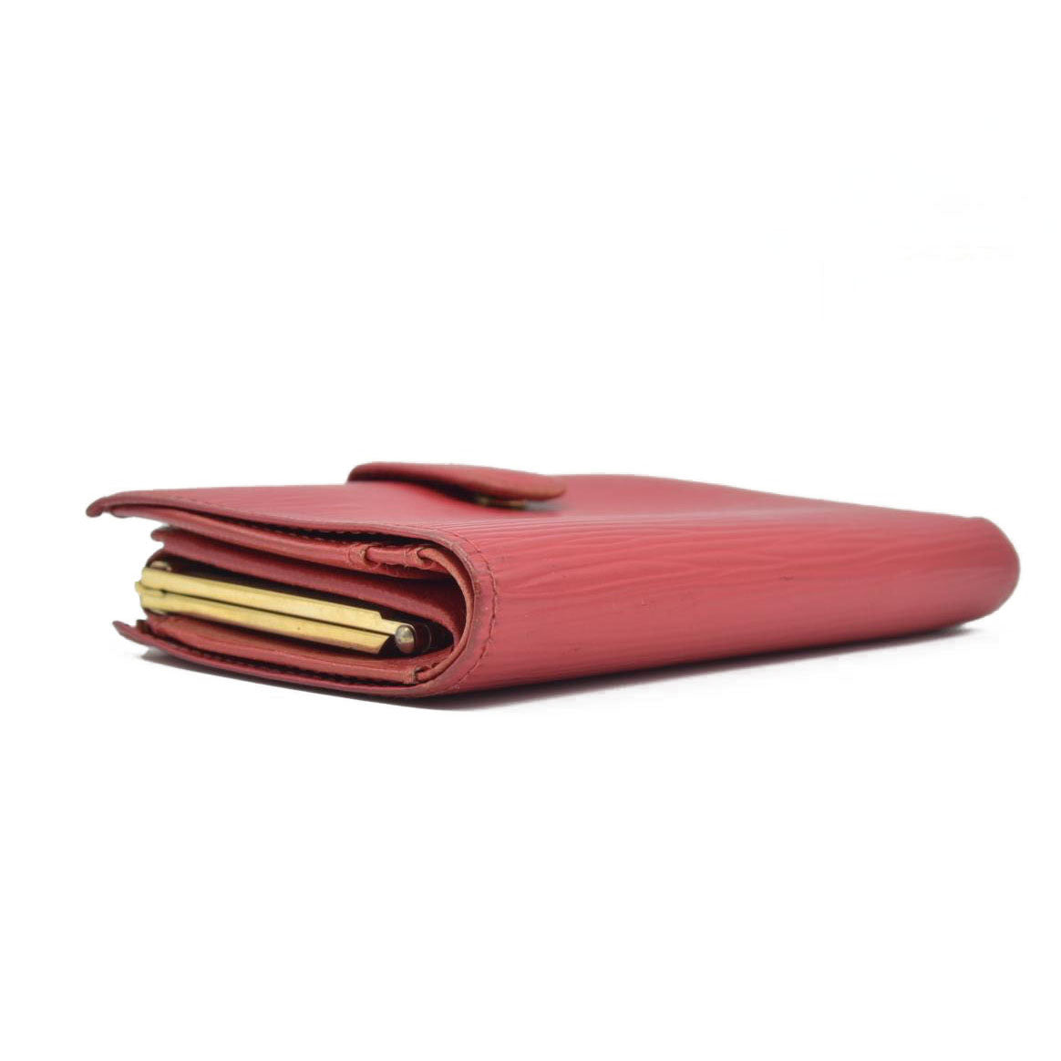 $935 2000 Louis Vuitton Epi French Kisslock Leather Wallet Red MI0080