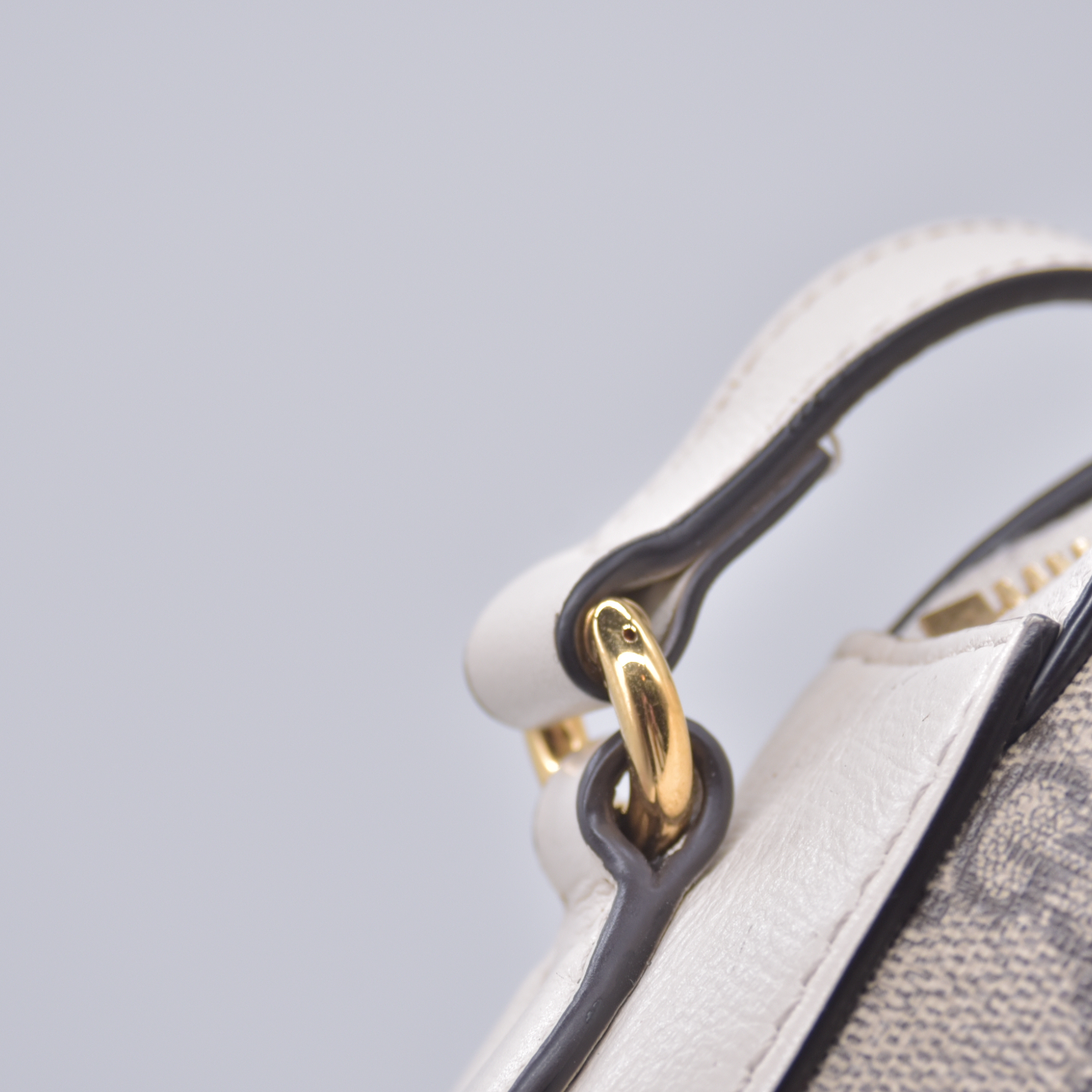 $1650 Gucci GG Supreme Monogram Small Horsebit 1955 Shoulder Bag Beige Mystic White