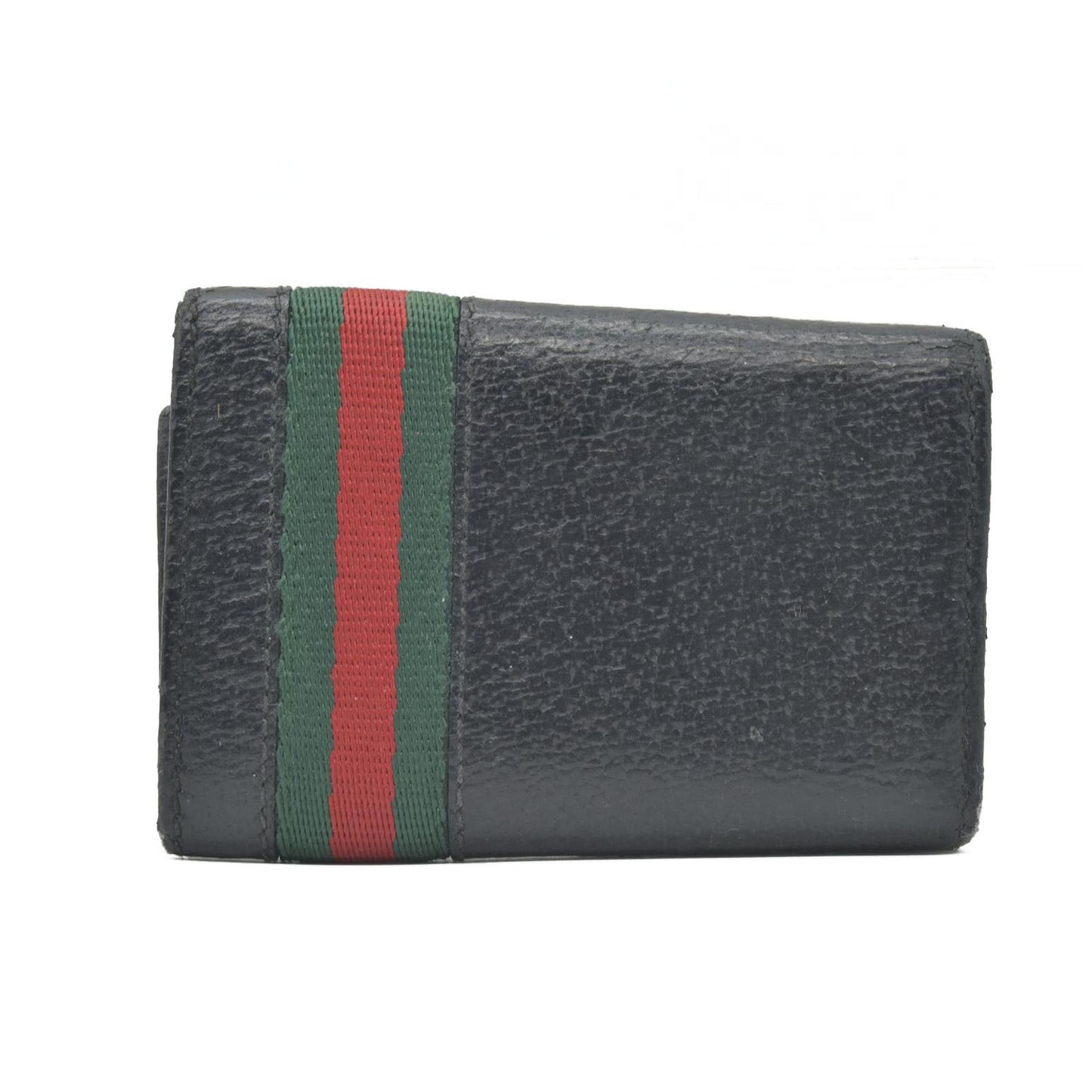 $350 GUCCI Sherry Line Leather 6 Ring Key Case Black