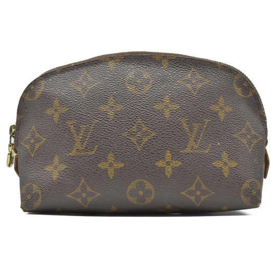 $600 2003 Louis Vuitton Monogram Pochette Cosmetics Pouch Brown CA0093