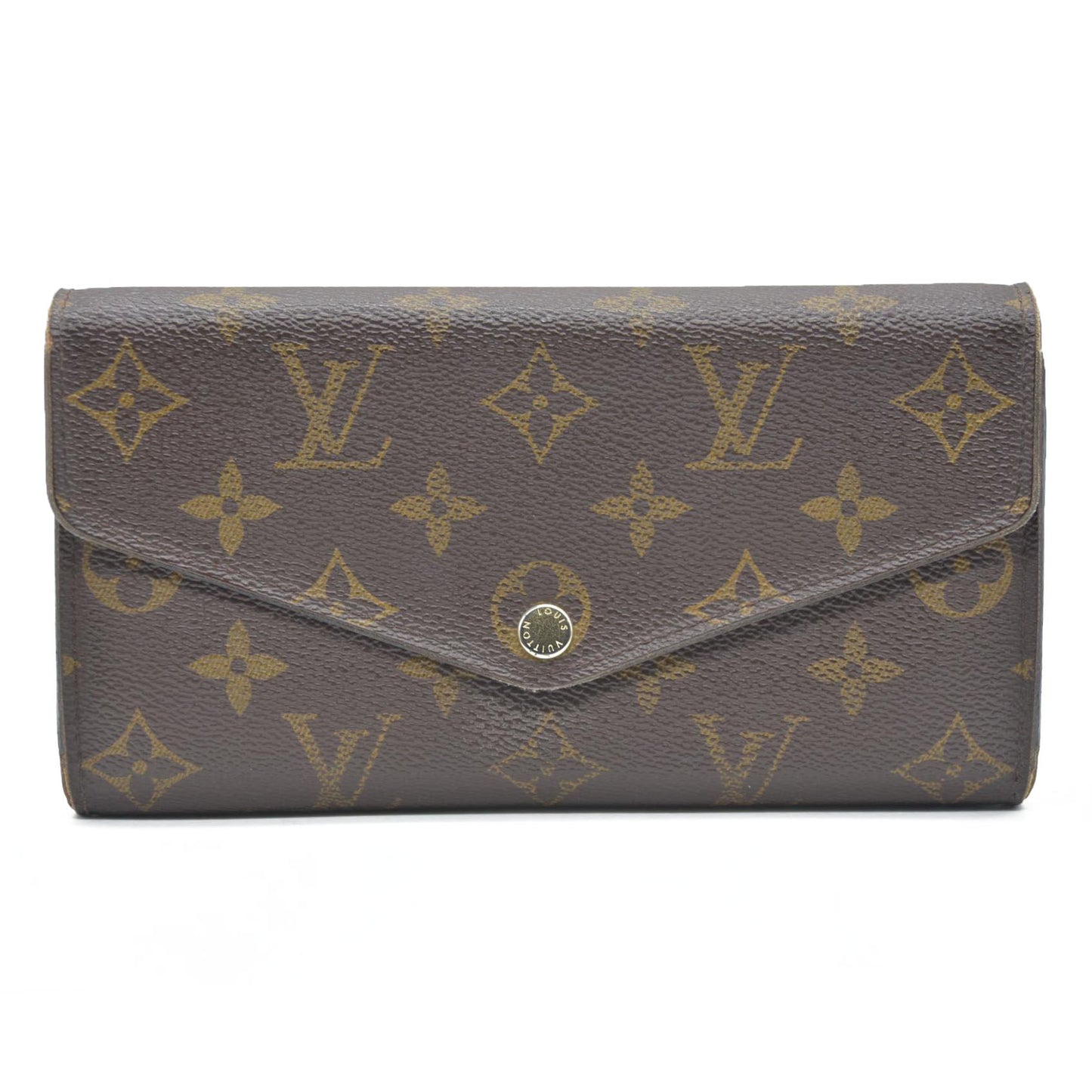 AUCTION $720 Louis Vuitton Monogram Portefeiulle Sarah Long Bifold Wallet Brown MI0166