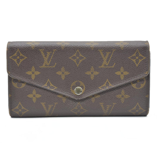 AUCTION $720 Louis Vuitton Monogram Portefeiulle Sarah Long Bifold Wallet Brown MI0166