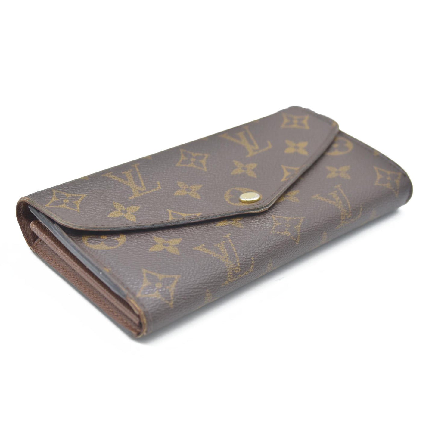 AUCTION $720 Louis Vuitton Monogram Portefeiulle Sarah Long Bifold Wallet Brown MI0166