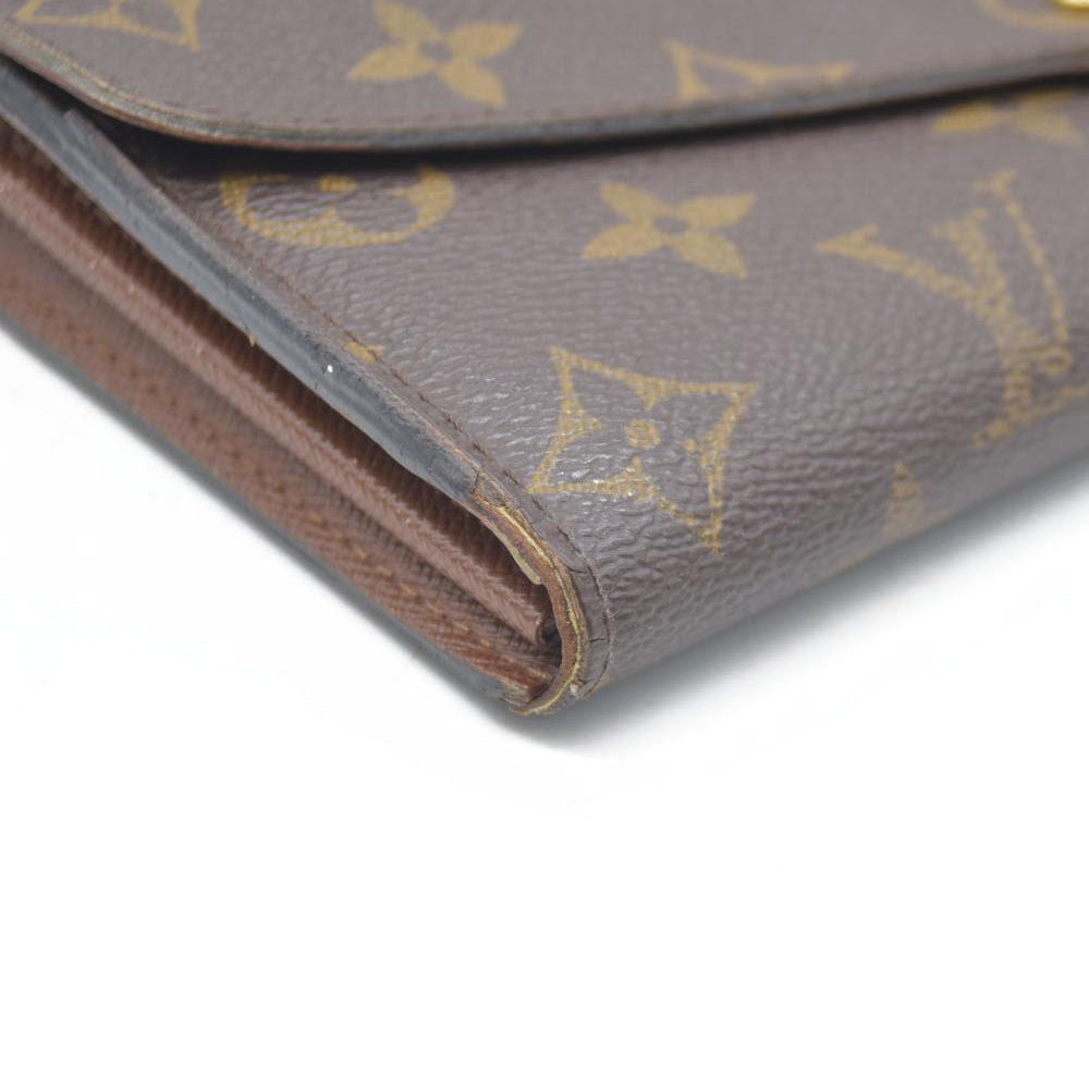 AUCTION $720 Louis Vuitton Monogram Portefeiulle Sarah Long Bifold Wallet Brown MI0166