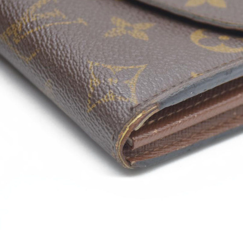 AUCTION $720 Louis Vuitton Monogram Portefeiulle Sarah Long Bifold Wallet Brown MI0166