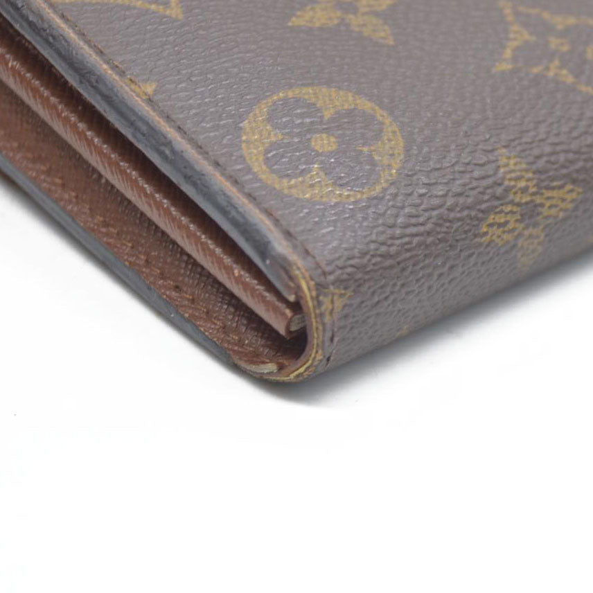 AUCTION $720 Louis Vuitton Monogram Portefeiulle Sarah Long Bifold Wallet Brown MI0166