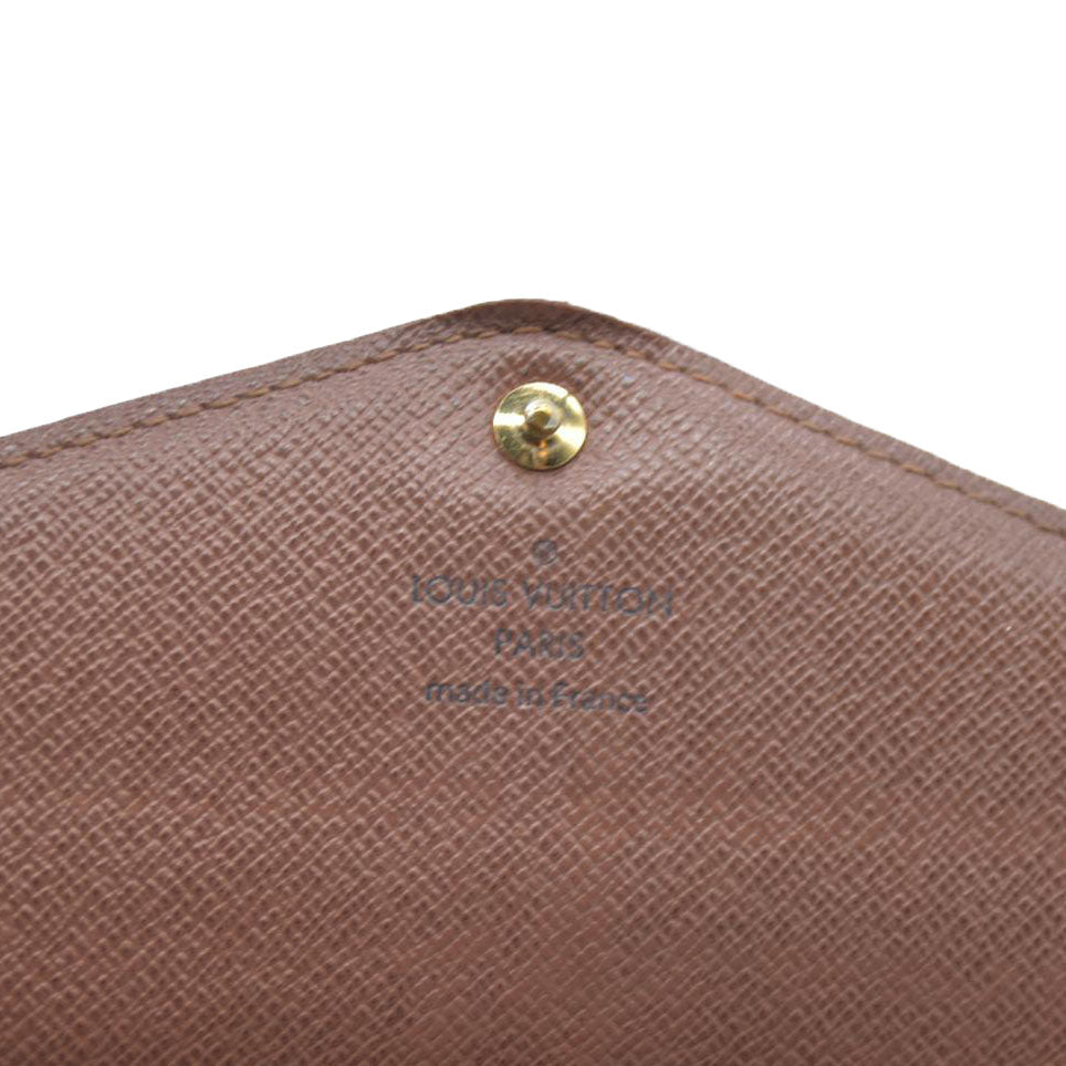 AUCTION $720 Louis Vuitton Monogram Portefeiulle Sarah Long Bifold Wallet Brown MI0166