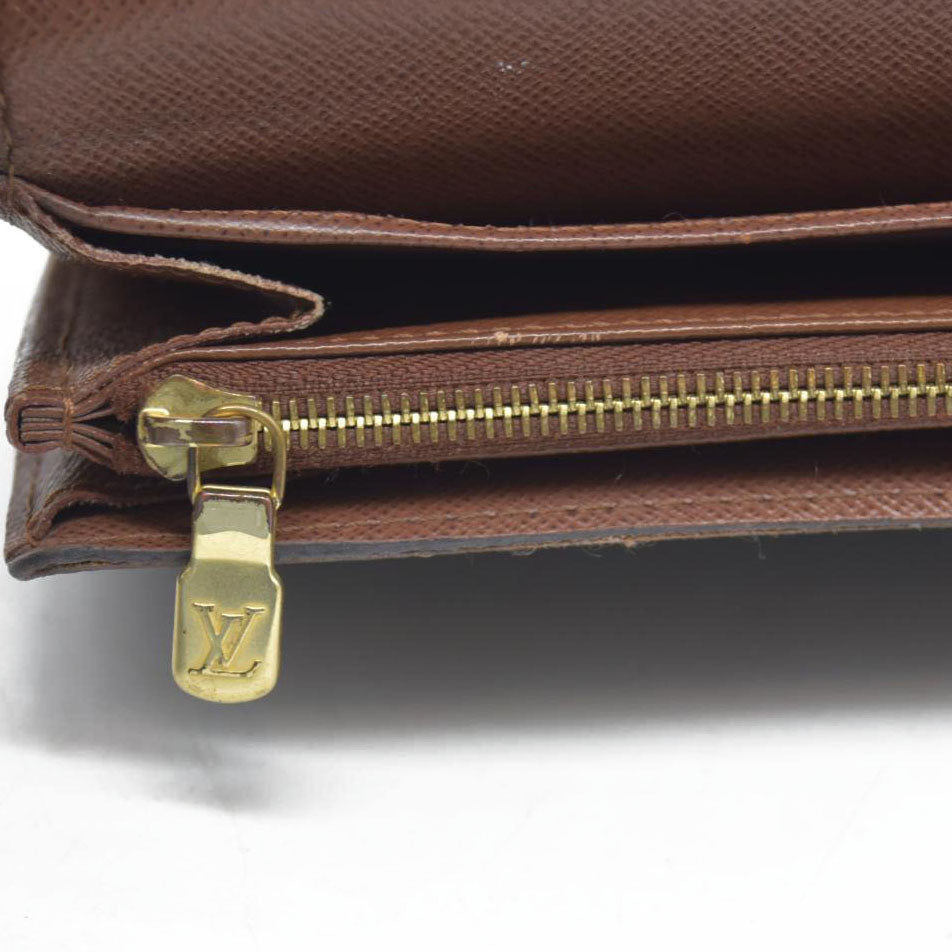 AUCTION $720 Louis Vuitton Monogram Portefeiulle Sarah Long Bifold Wallet Brown MI0166
