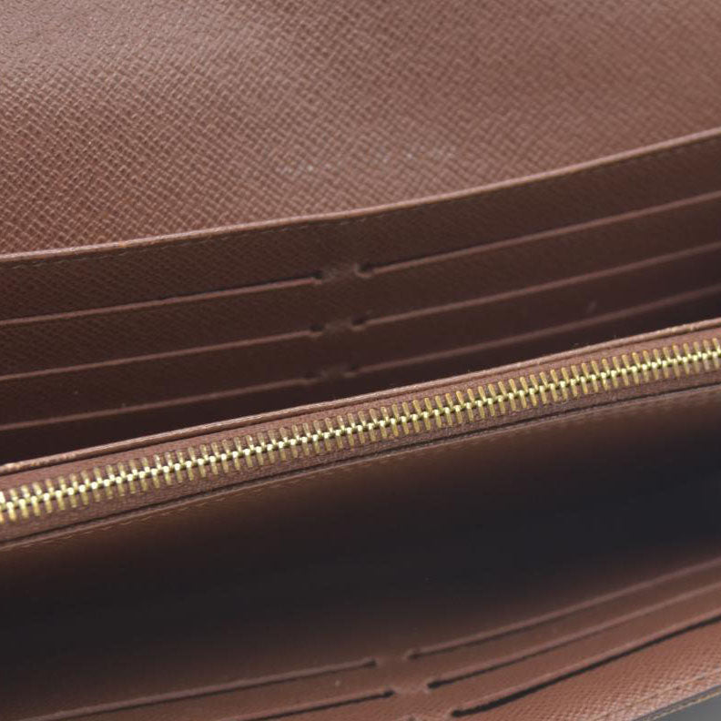 AUCTION $720 Louis Vuitton Monogram Portefeiulle Sarah Long Bifold Wallet Brown MI0166