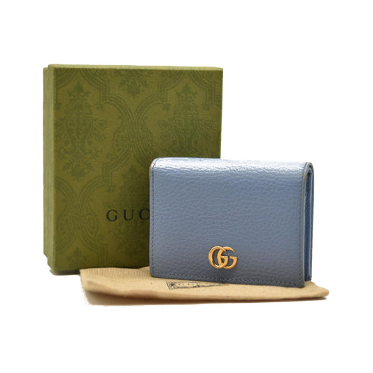 Gucci  Dollar Calfskin GG Marmont Card Case Clear Sky Blue